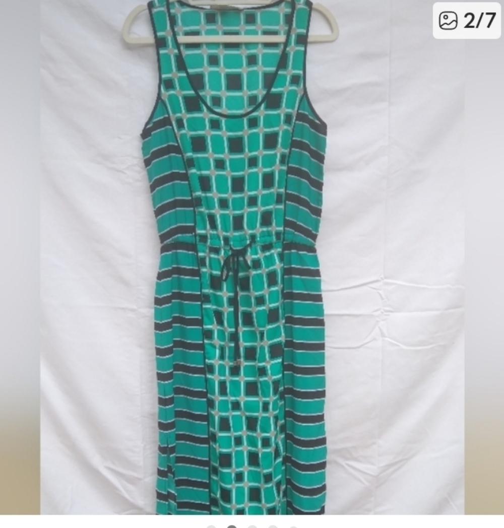 Michael Kors Teal and Black Patterned Maxi Dress
